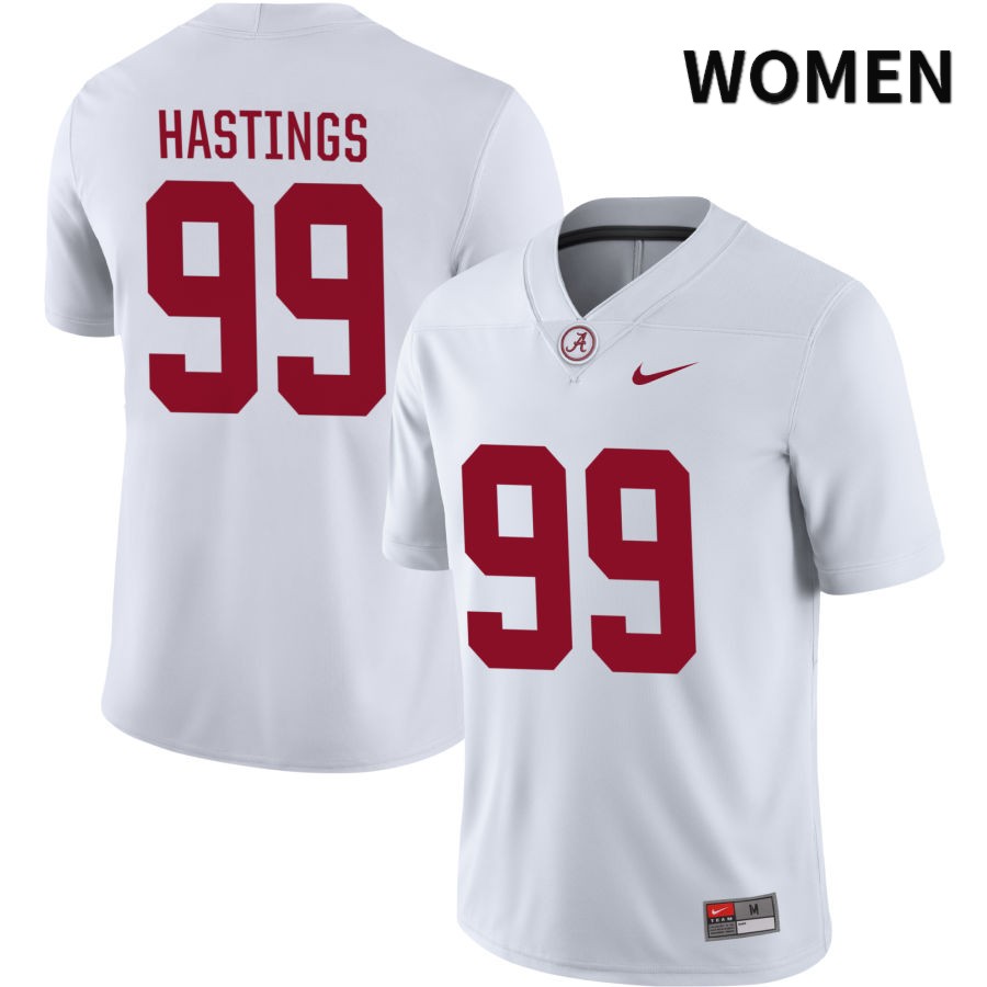 Alabama Crimson Tide Women's Isaiah Hastings #99 NIL White 2022 NCAA Authentic Stitched College Football Jersey QH16B40LE